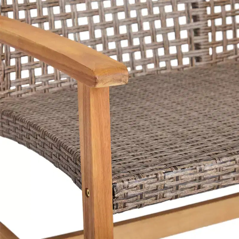 Christopher Knight Home Ensemble de conversation Augusta en bois d'acacia et osier d'extérieur 6 places avec foyer