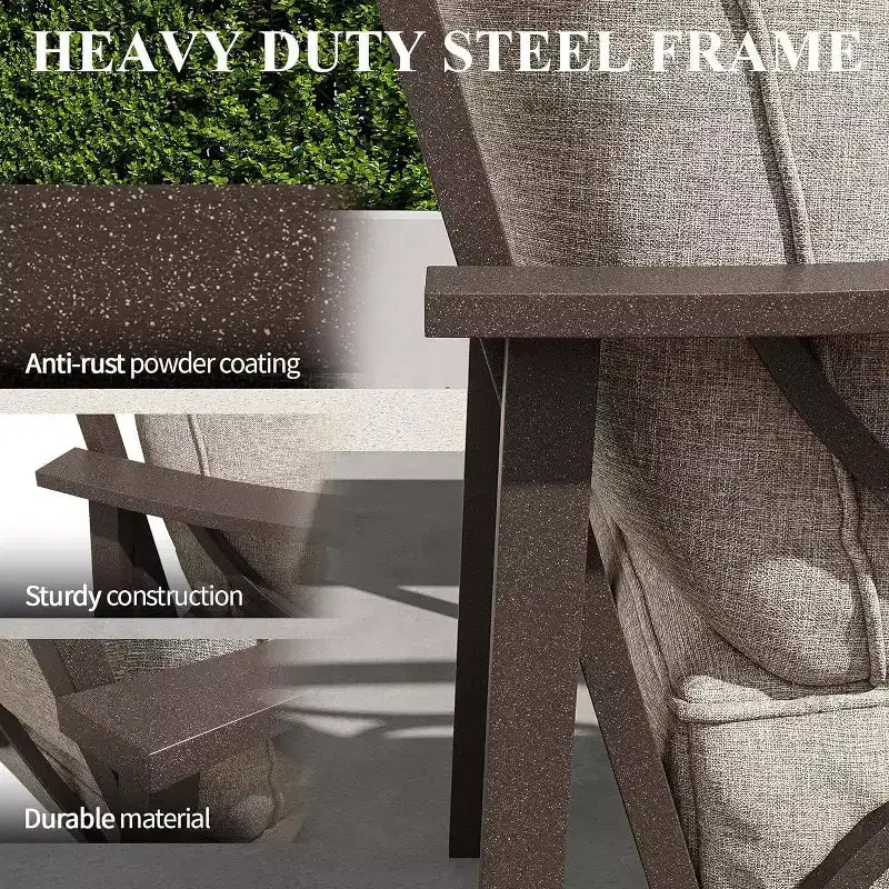 Ensemble de mobilier de jardin Heynemo, ensemble de conversation de 5 pièces avec poufs, mobilier de jardin en métal pour porche, cour arrière, jardin