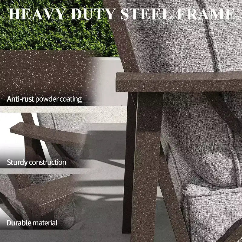 Ensemble de mobilier de jardin Heynemo, ensemble de conversation de 5 pièces avec poufs, mobilier de jardin en métal pour porche, cour arrière, jardin