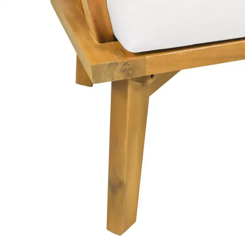 GDFStudio Oleander Ensemble fauteuil et table d'appoint d'extérieur en bois d'acacia avec coussins, teck/blanc