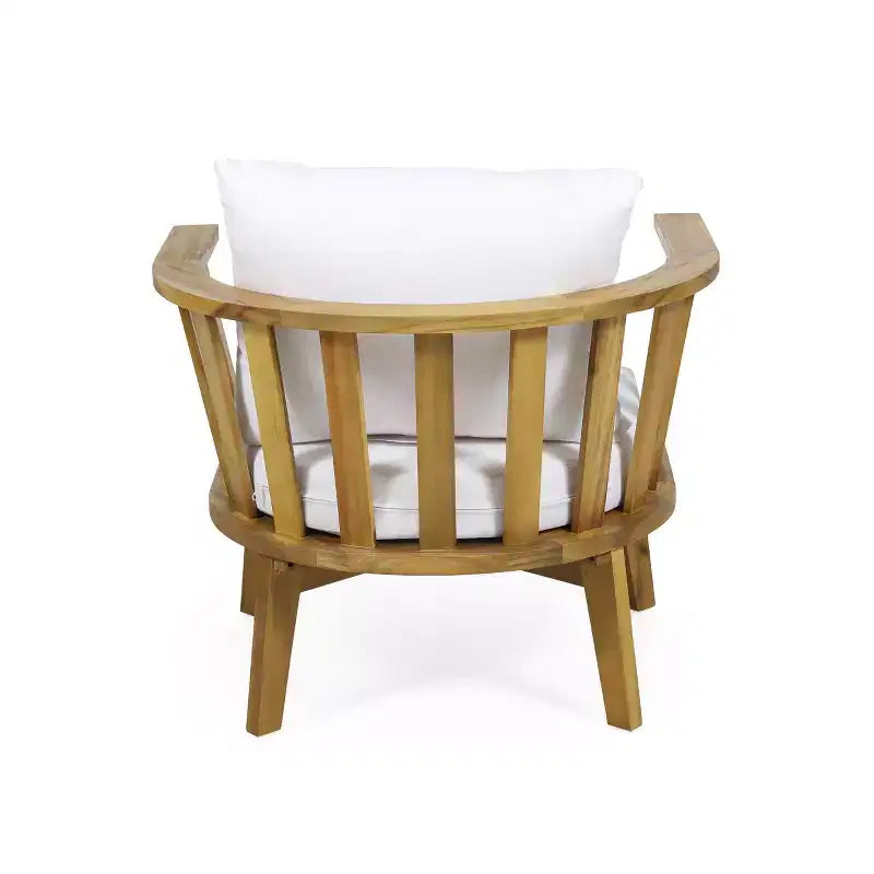 GDFStudio Oleander Ensemble fauteuil et table d'appoint d'extérieur en bois d'acacia avec coussins, teck/blanc