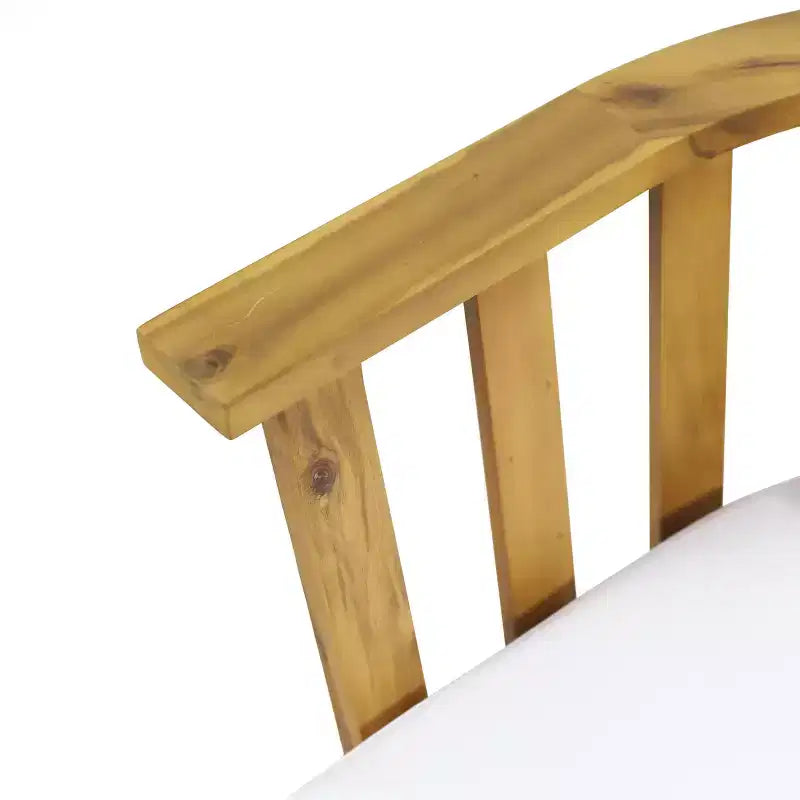 GDFStudio Oleander Ensemble fauteuil et table d'appoint d'extérieur en bois d'acacia avec coussins, teck/blanc