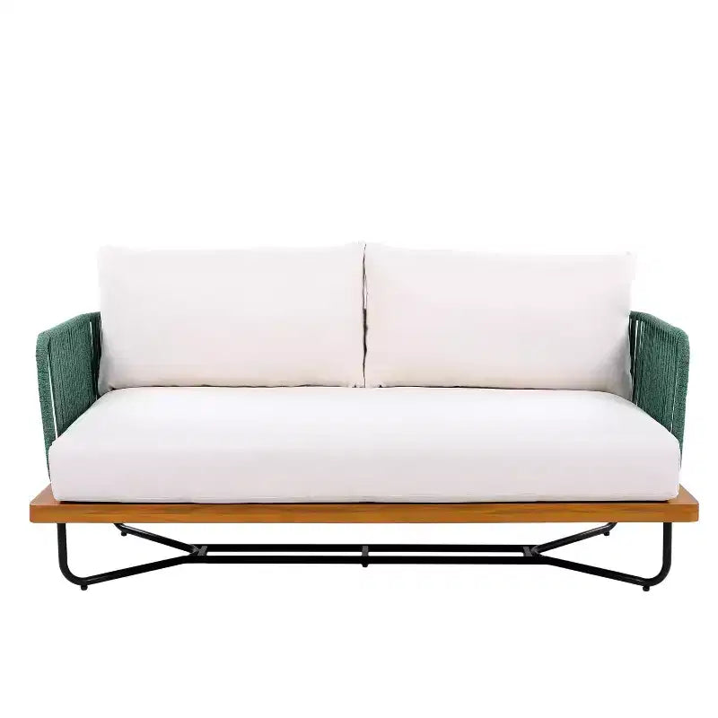 Christopher Knight Home Galen, ensemble de 6 meubles d'extérieur tissés en corde avec structure en acacia et fer, et assise rembourrée
