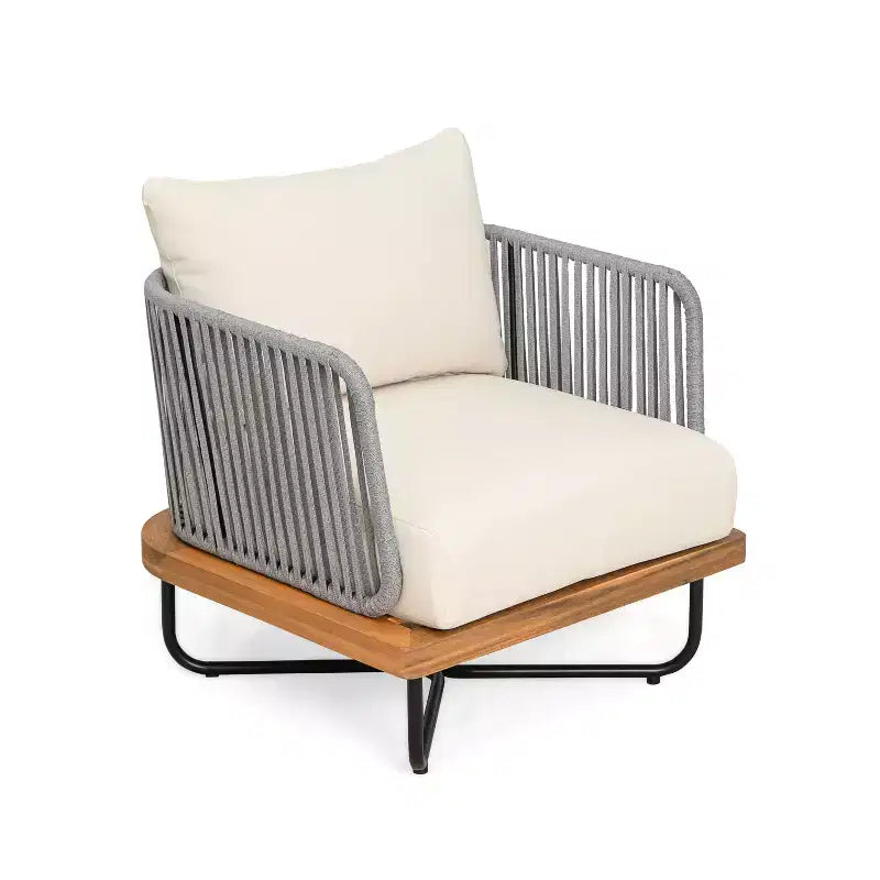 Christopher Knight Home Galen, ensemble de 6 meubles d'extérieur tissés en corde avec structure en acacia et fer, et assise rembourrée