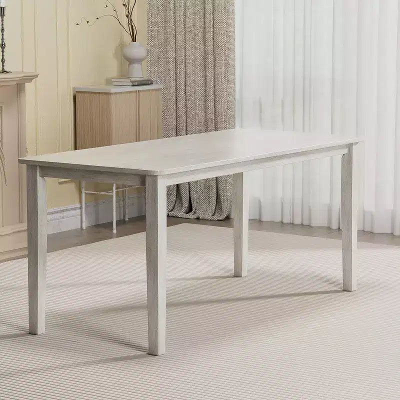 Ensemble de table à manger de style ferme VECELO, table en bois d'hévéa et chaises de salle à manger rembourrées, gris