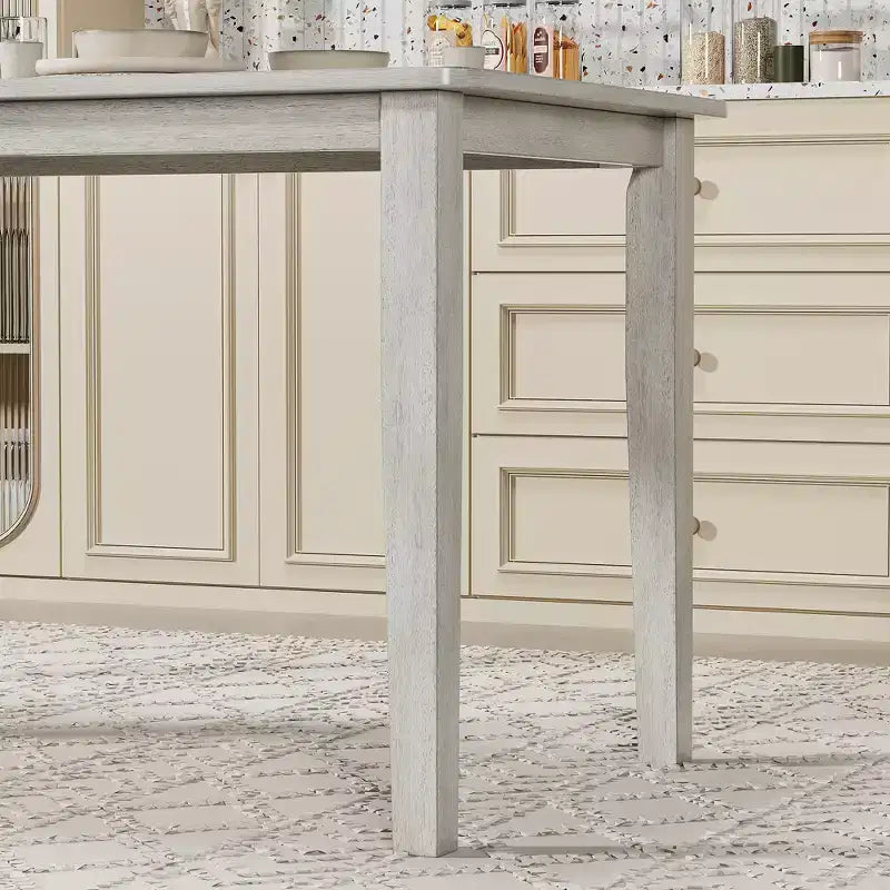 Ensemble de table à manger de style ferme VECELO, table en bois d'hévéa et chaises de salle à manger rembourrées, gris