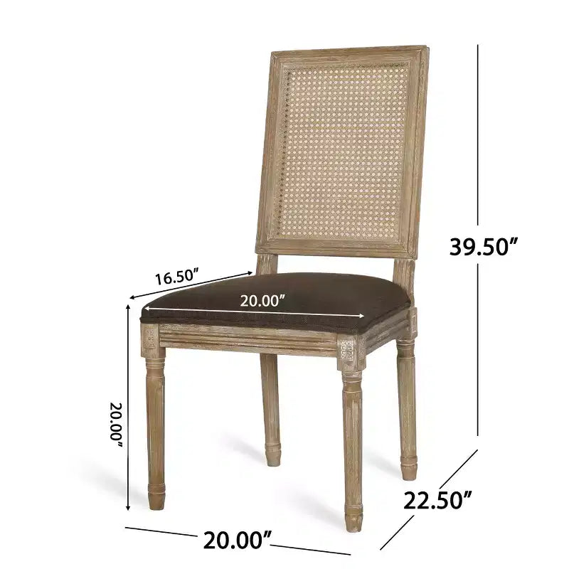 Ensemble de salle à manger extensible en bois et rotin, 7 pièces, avec tissu capitonné style campagne française, Christopher Knight Home Regan
