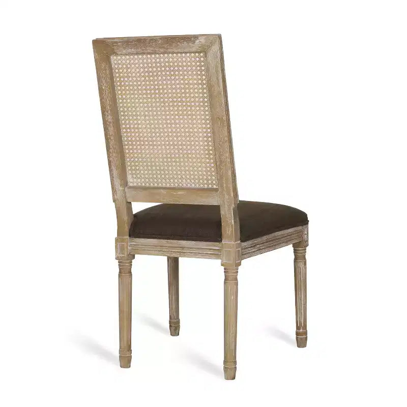 Ensemble de salle à manger extensible en bois et rotin, 7 pièces, avec tissu capitonné style campagne française, Christopher Knight Home Regan