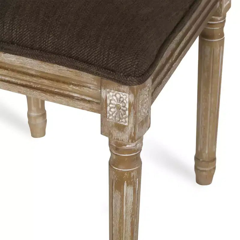 Ensemble de salle à manger extensible en bois et rotin, 7 pièces, avec tissu capitonné style campagne française, Christopher Knight Home Regan
