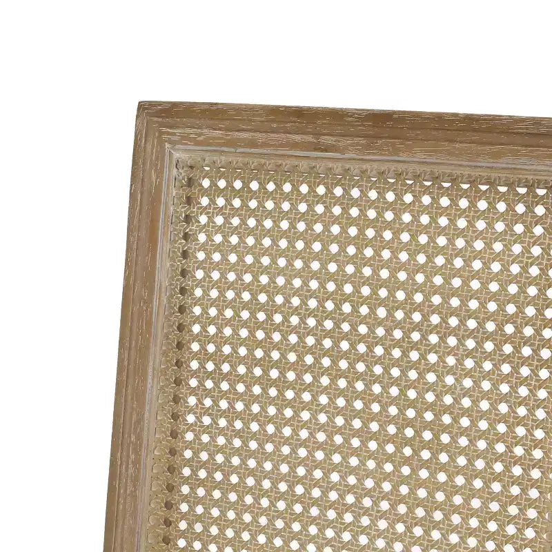 Ensemble de salle à manger extensible en bois et rotin, 7 pièces, avec tissu capitonné style campagne française, Christopher Knight Home Regan