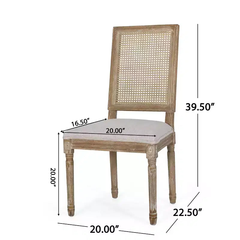 Ensemble de salle à manger extensible en bois et rotin, 7 pièces, avec tissu capitonné style campagne française, Christopher Knight Home Regan