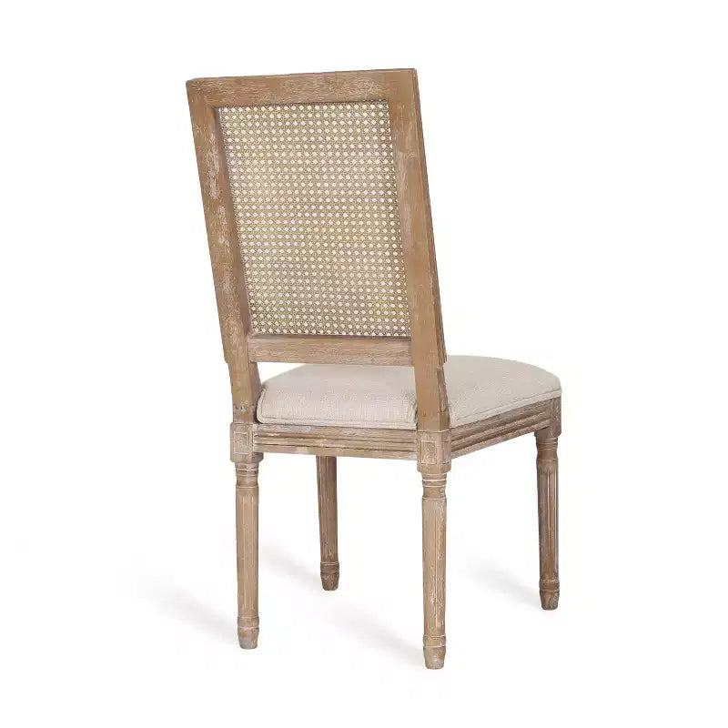 Ensemble de salle à manger extensible en bois et rotin, 7 pièces, avec tissu capitonné style campagne française, Christopher Knight Home Regan