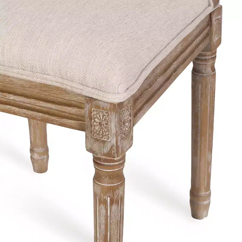 Ensemble de salle à manger extensible en bois et rotin, 7 pièces, avec tissu capitonné style campagne française, Christopher Knight Home Regan