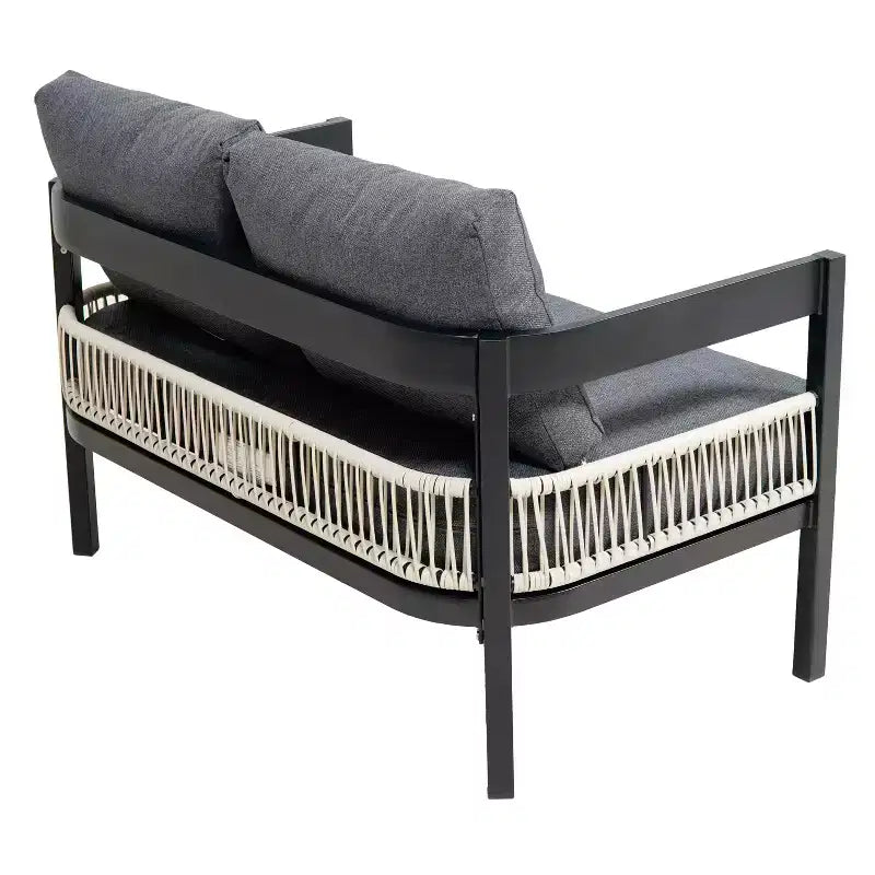Ensemble de canapés de jardin en fer multi-personnes avec une table, décoration en rotin, imperméable, antirouille, adapté pour le jardin et la pelouse
