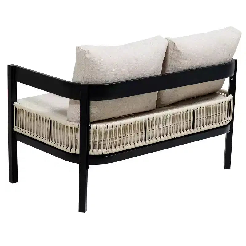 Ensemble de canapés de jardin en fer multi-personnes avec une table, décoration en rotin, imperméable, antirouille, adapté pour le jardin et la pelouse