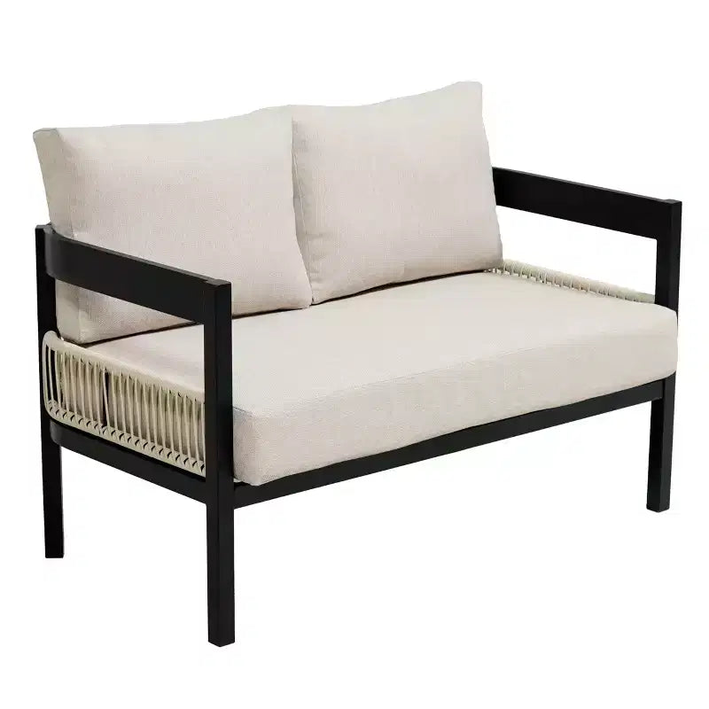 Ensemble de canapés de jardin en fer multi-personnes avec une table, décoration en rotin, imperméable, antirouille, adapté pour le jardin et la pelouse