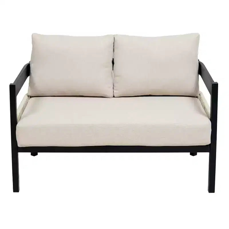 Ensemble de canapés de jardin en fer multi-personnes avec une table, décoration en rotin, imperméable, antirouille, adapté pour le jardin et la pelouse