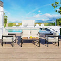 Multi-person Outdoor Iron Sofa Set with A table, Rattan Decoration, Waterproof, Rust-proof, Suitable for Garden, Lawn Use