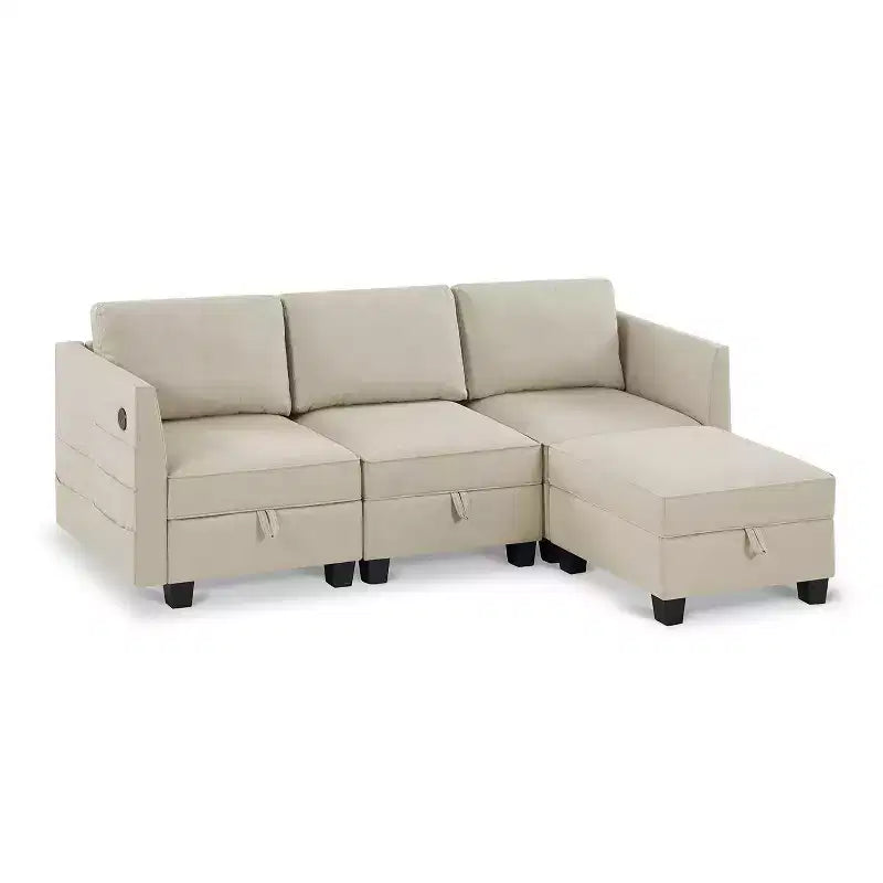 Billy 86 Modular 4-Piece Storage Sectional Sofa