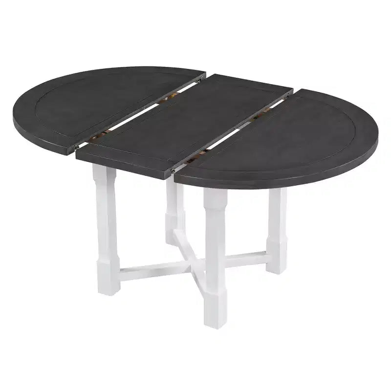Ensemble de salle à manger extensible 5 pièces Whisen pour 4, table à manger ronde pour 4 avec chaises rembourrées