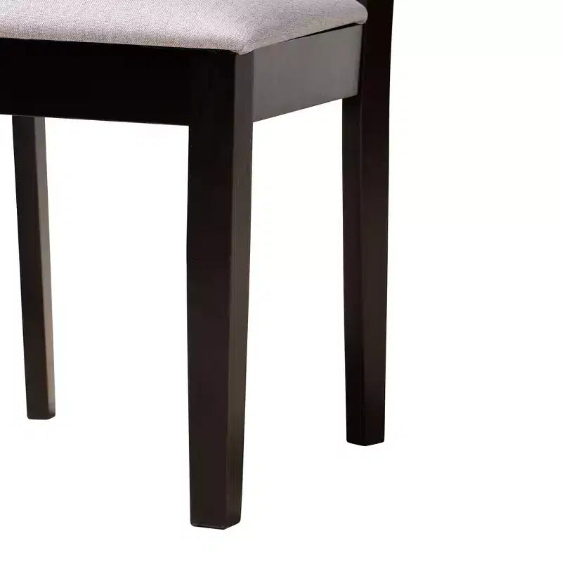 Ensemble de salle à manger 5 pièces Baxton Studio Elise avec tissu gris moderne et bois finition brun foncé