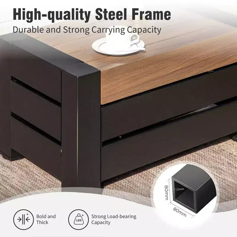 Canapé d'angle modulable d'extérieur Captiva Designs avec coussins épais et table aspect bois