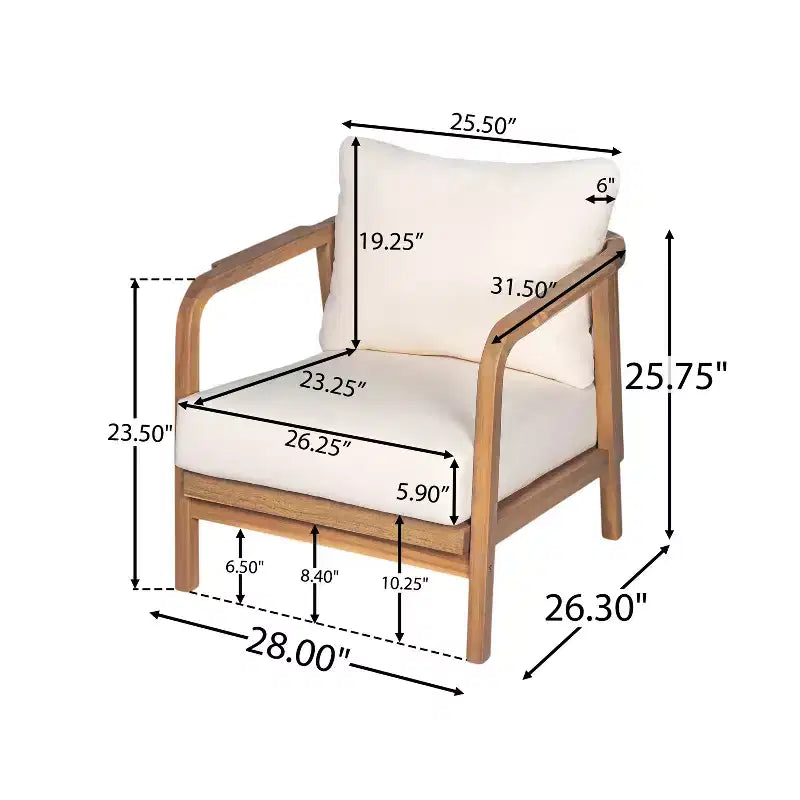 Christopher Knight Home Sylas Ensemble de 3 Meubles de Patio Modernes en Bois d'Acacia avec Dossier Tressé et Coussins Profonds