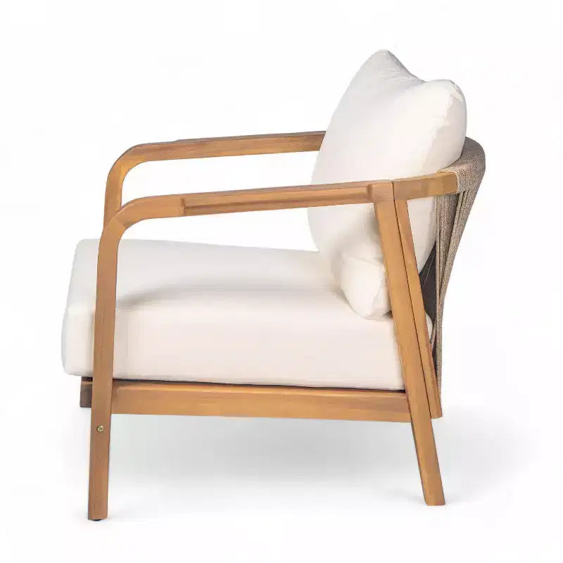 Christopher Knight Home Sylas Ensemble de 3 Meubles de Patio Modernes en Bois d'Acacia avec Dossier Tressé et Coussins Profonds