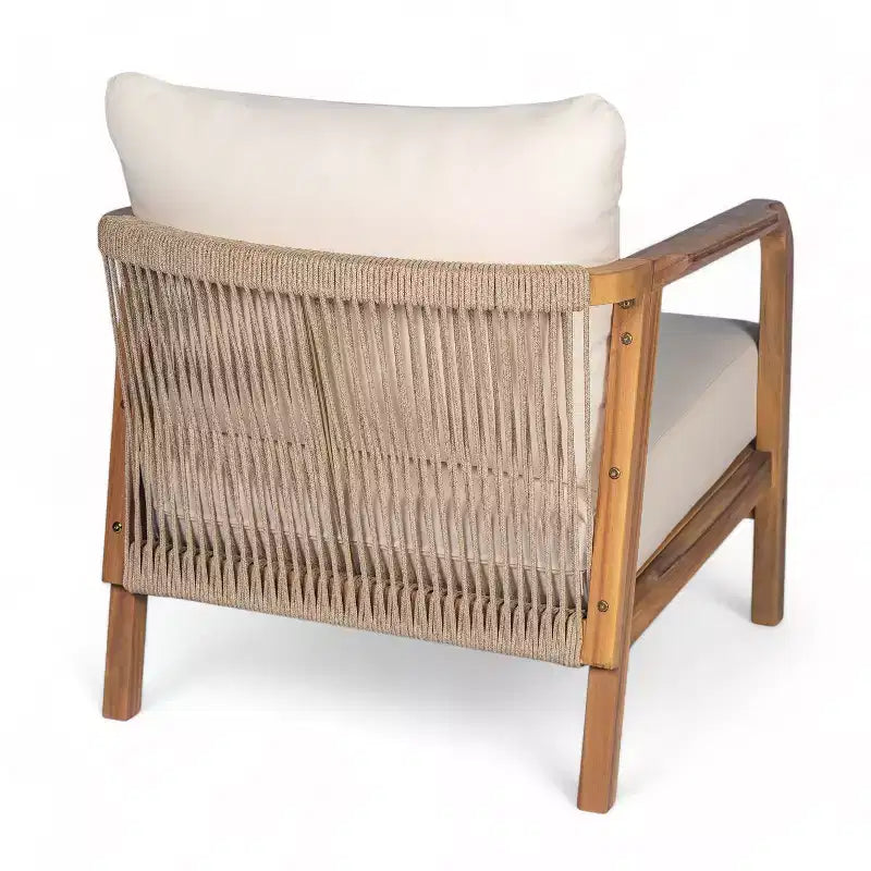 Christopher Knight Home Sylas Ensemble de 3 Meubles de Patio Modernes en Bois d'Acacia avec Dossier Tressé et Coussins Profonds
