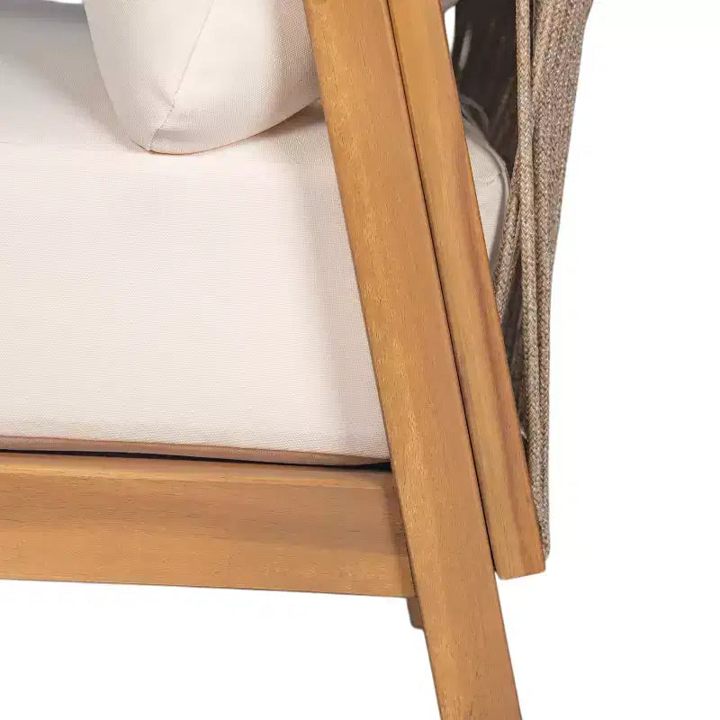 Christopher Knight Home Sylas Ensemble de 3 Meubles de Patio Modernes en Bois d'Acacia avec Dossier Tressé et Coussins Profonds