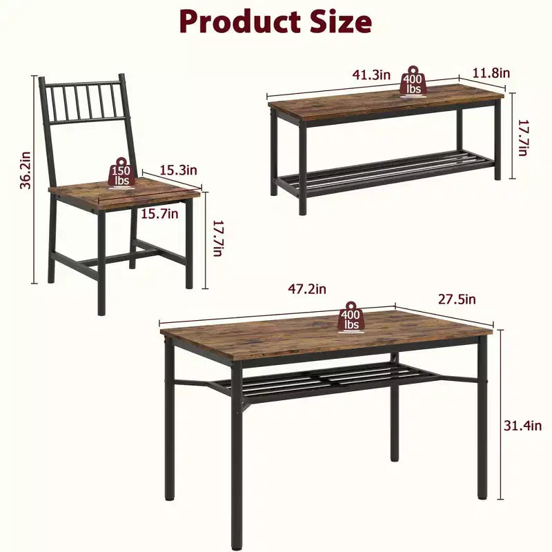 Ensemble table de salle à manger GustoWave pour 4, porte-bouteilles de vin