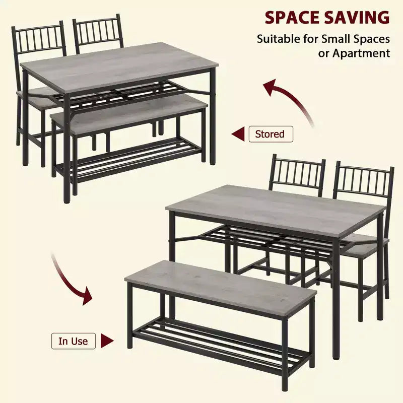 Ensemble table de salle à manger GustoWave pour 4, porte-bouteilles de vin