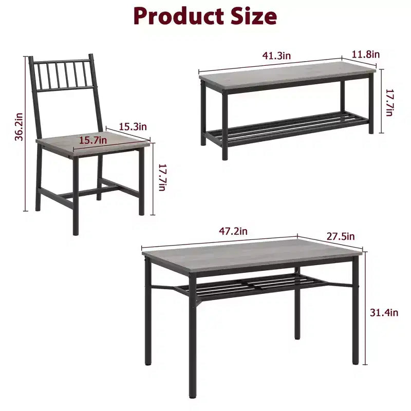 Ensemble table de salle à manger GustoWave pour 4, porte-bouteilles de vin