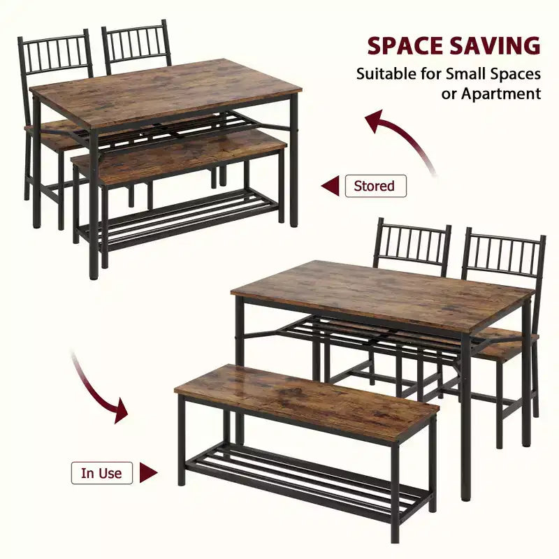 Ensemble table de salle à manger GustoWave pour 4, porte-bouteilles de vin