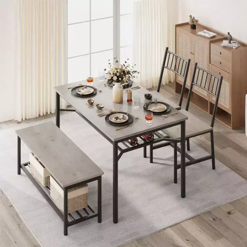 GustoWave Dining Table Set for 4, Storage Wine Rack