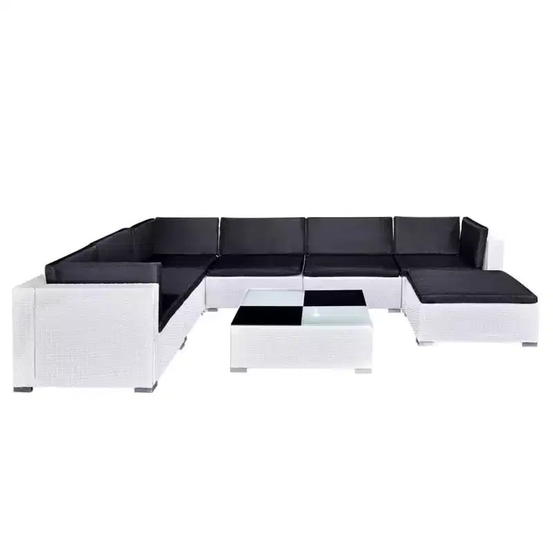 vidaXL Salon de jardin 8 pcs Blanc et Noir