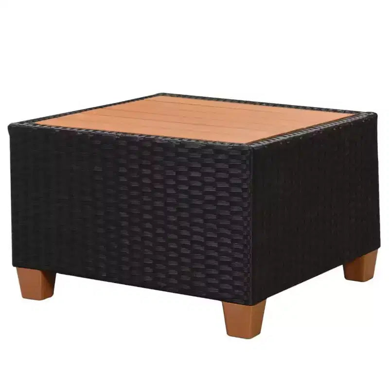 vidaXL Salon de jardin 4 pièces - Meubles de terrasse en résine tressée avec coussins et boîte de rangement, parfaits pour le jardin/la terrasse, noir et blanc crème