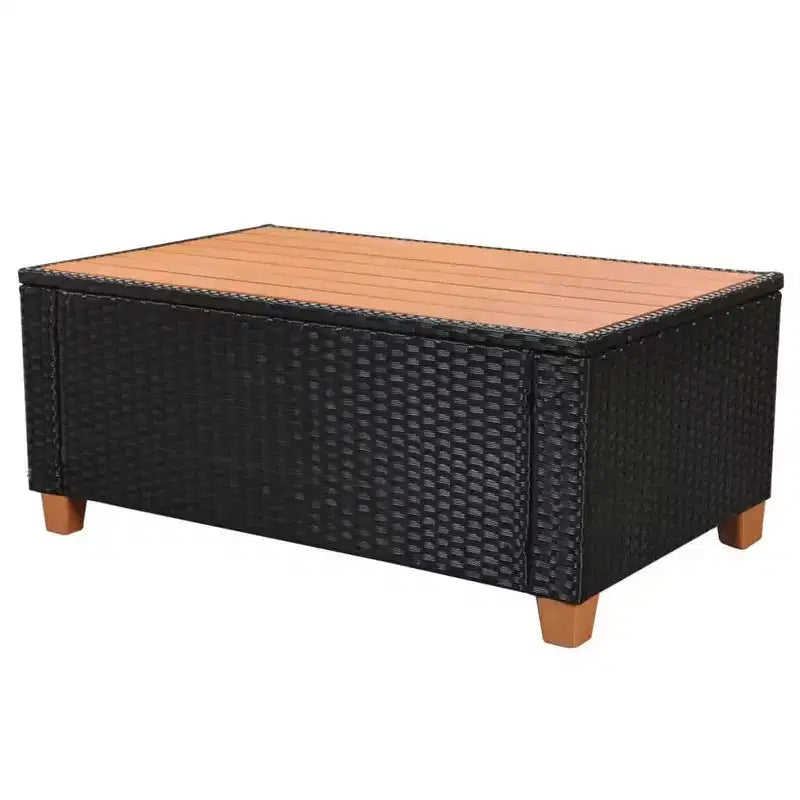 vidaXL Salon de jardin 5 pièces avec coussins, résine tressée, noir