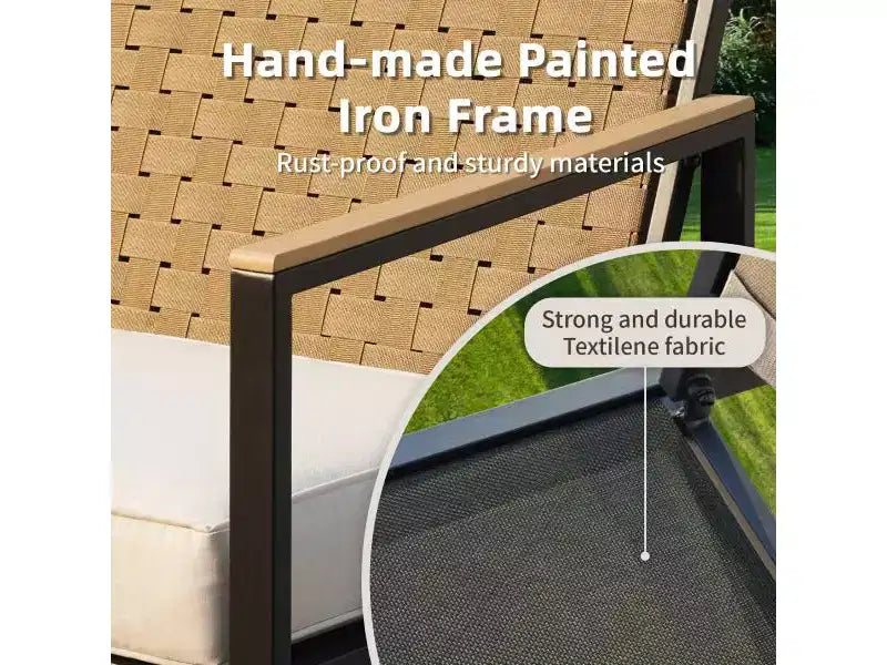 Ensemble de mobilier de patio en métal Bestier 4 pièces, ensembles de conversation de patio en rotin extérieur avec coussins doux pour jardin, cour, porche, bord de piscine