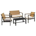 Bestier 4 Pieces Metal Patio Furniture Set, Outdoor Rattan Patio Conversation Sets with Soft Cushion for Garden, Backyard, Porch, Poolside