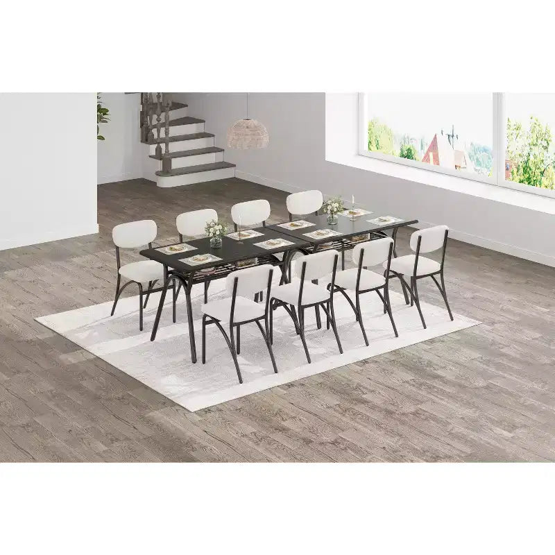 Ensemble Table et Chaises de Salle à Manger pour 4 Personnes, Ensemble Coin Repas Cuisine, Cadre en Métal et Plateau en Marbre, Meuble de Salle à Manger Compact pour Appartement