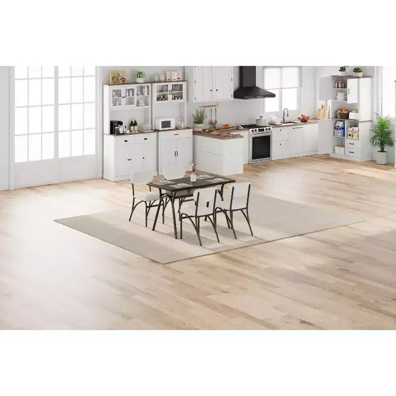 Ensemble Table et Chaises de Salle à Manger pour 4 Personnes, Ensemble Coin Repas Cuisine, Cadre en Métal et Plateau en Marbre, Meuble de Salle à Manger Compact pour Appartement