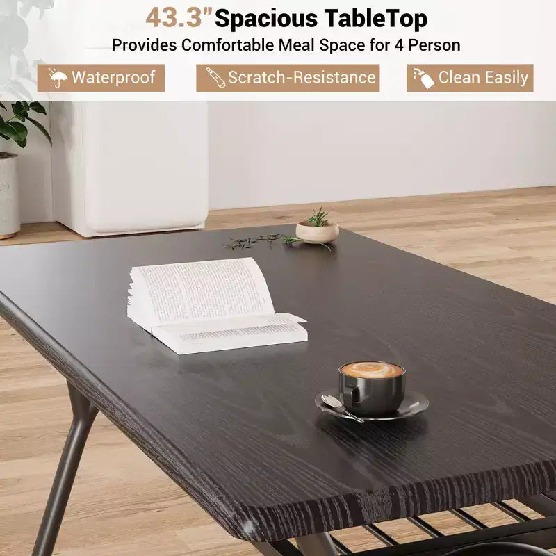 Ensemble Table et Chaises de Salle à Manger pour 4 Personnes, Ensemble Coin Repas Cuisine, Cadre en Métal et Plateau en Marbre, Meuble de Salle à Manger Compact pour Appartement