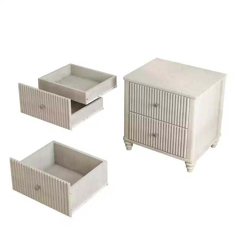 Ensemble de meubles de chambre en bois cannelé 4 pièces Doris de GDFStudio