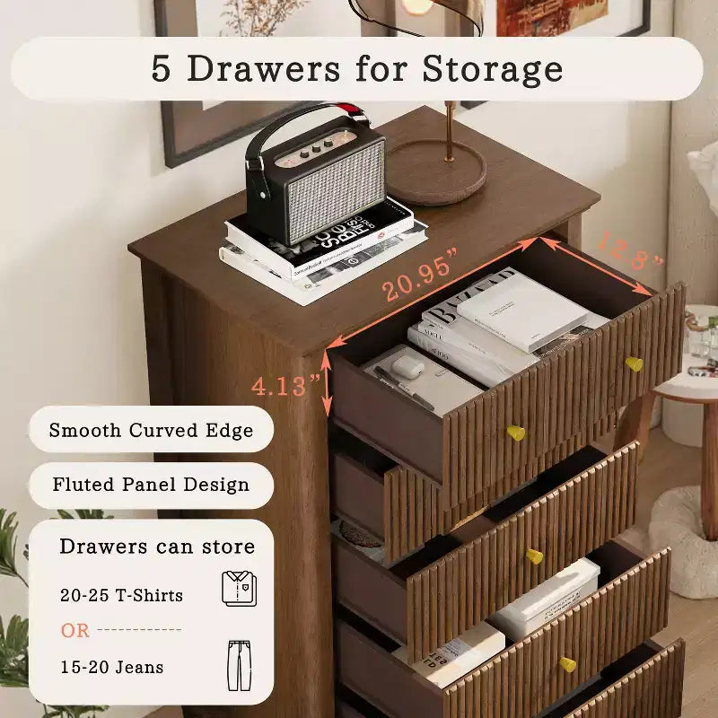 Ensemble de meubles de chambre en bois cannelé 4 pièces Doris de GDFStudio