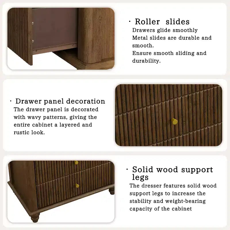Ensemble de meubles de chambre en bois cannelé 4 pièces Doris de GDFStudio