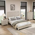 GDFStudio Doris 4 Piece Fluted Wood Bedroom Furniture Set