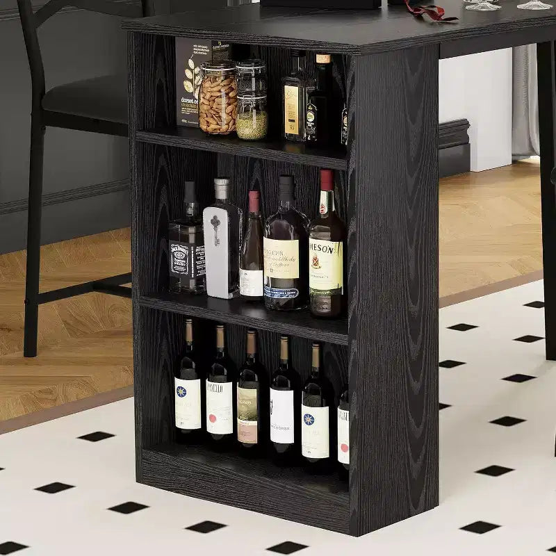 Acekool Ensemble table de salle à manger 3 pièces hauteur comptoir 91 cm avec 2 tabourets de bar et étagères de rangement, cuisine d'angle escamotable peu encombrante