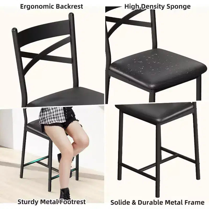 Acekool Ensemble table de salle à manger 3 pièces hauteur comptoir 91 cm avec 2 tabourets de bar et étagères de rangement, cuisine d'angle escamotable peu encombrante