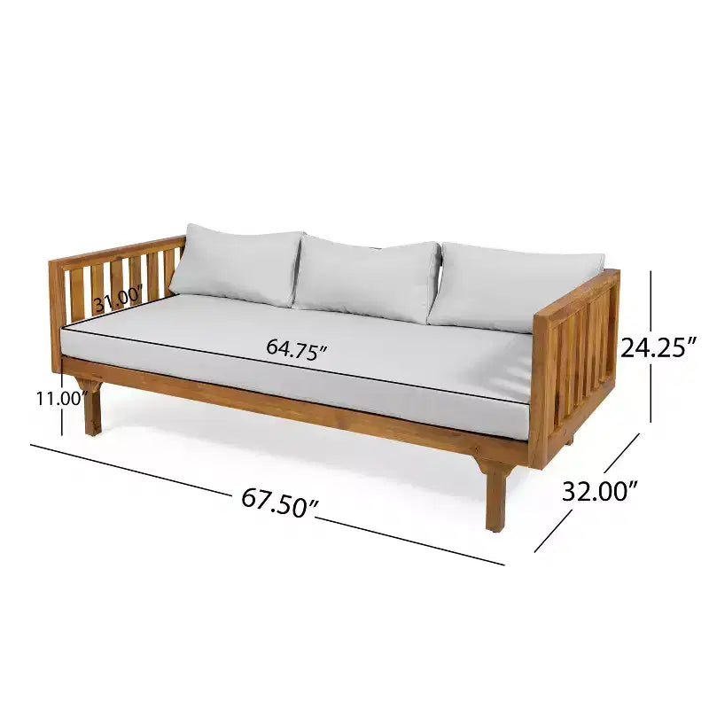 Ensembles de meubles de terrasse 2 pièces avec canapé vert 3 places de 171,45 cm de long et table ronde en bois d'acacia de 80 cm